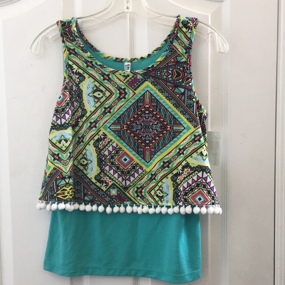 FINAL MARKDOWN Girls’ NWT Beautees Pompom-hem Layered Tank Top-XL